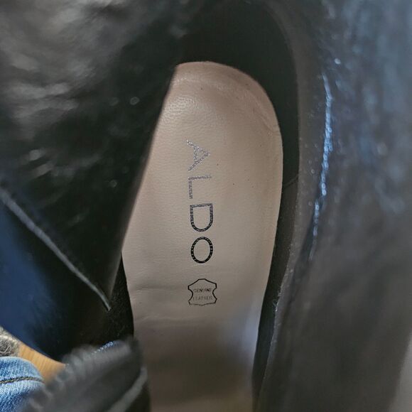 Aldo Black‎ Leather Chunky High heel Ankle boots, Womens 7.5, Party, nightout - Picture 8 of 8